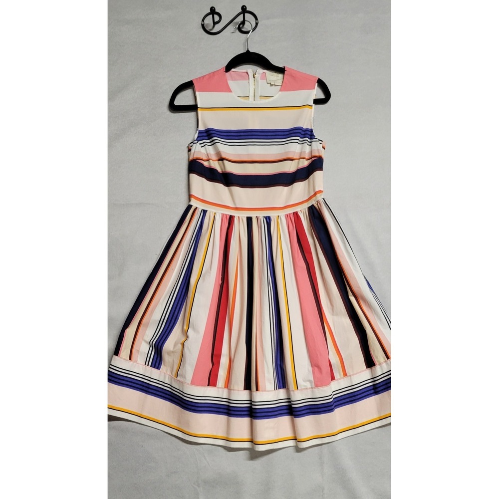 Multicolor Stripes Pleated Skirt Short Kate Spade Tank Dress Zipper Closure Sz 6
